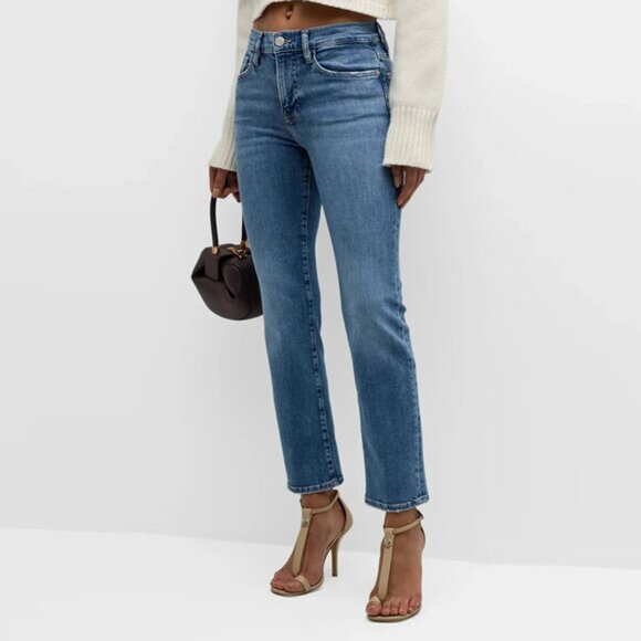 Frame Le High Straight Jeans In Daphne Blue Size 27 - Picture 1 of 8